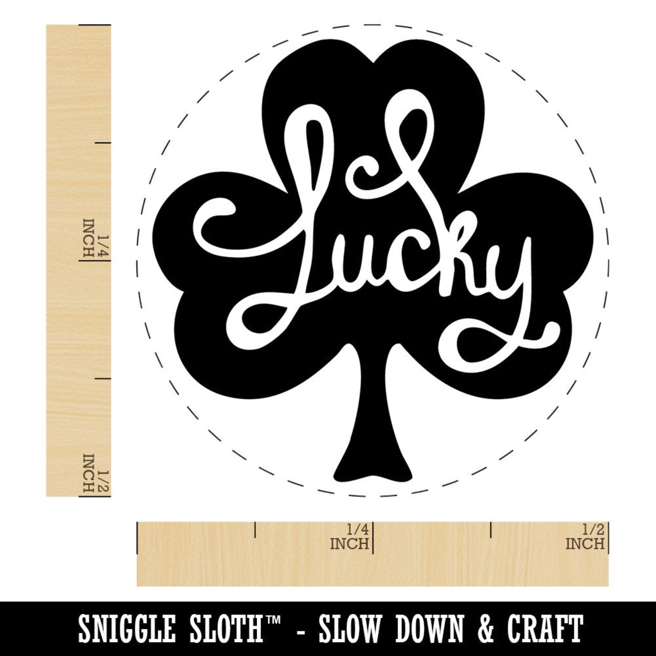 Lucky Cursive Shamrock Four Leaf Clover Self-Inking Rubber Stamp for Stamping Crafting Planners